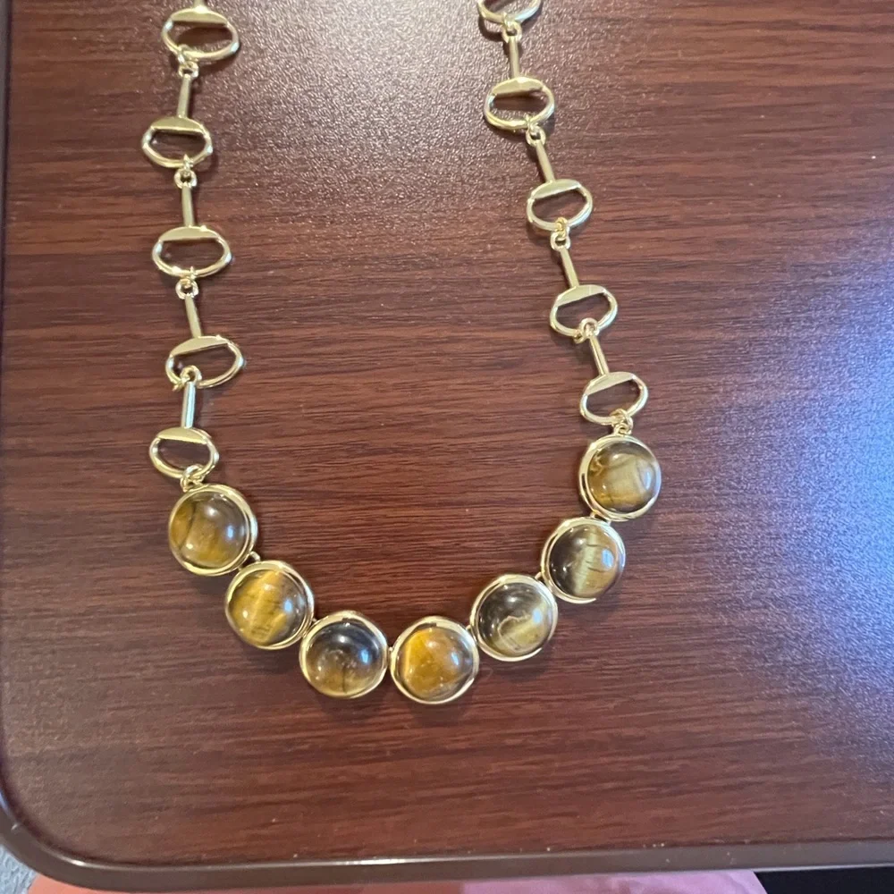 Talbots Gold tone Necklace with Brown tortoise Accents - Picture 1 of 5